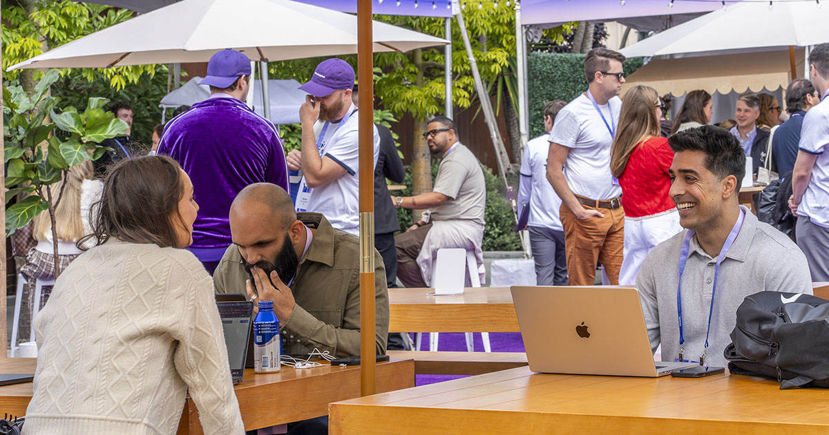 Outdoor networking and community gathering during Ashby One at The Midway