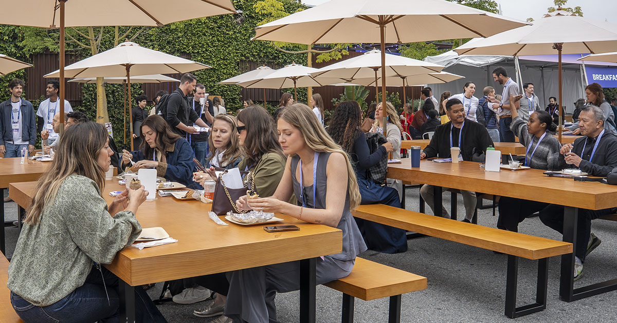 Outdoor networking and community gathering during Ashby One at The Midway