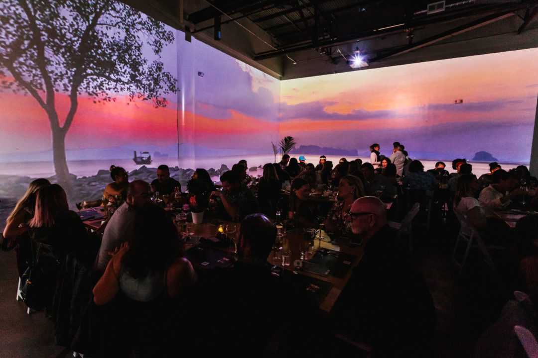 Unique corporate event space with wall projections in San Francisco at The Midway.