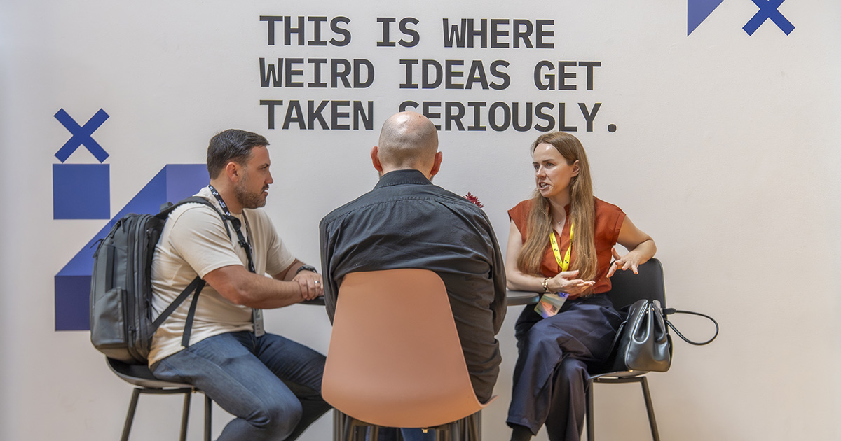 Campus-style events create more movement, discovery, and informal connection. Gallery event space at Upscale Conf 2026 at The Midway